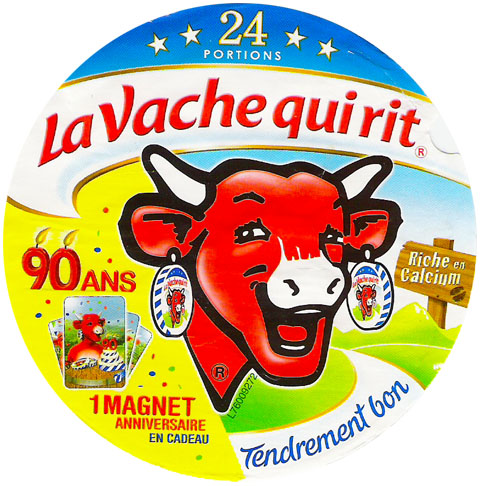 Francie - etiketa k 90. výročí sýrů s motivem veselé krávy